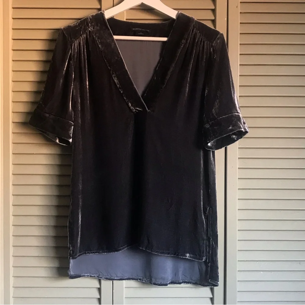 Worth ny gray velvet top